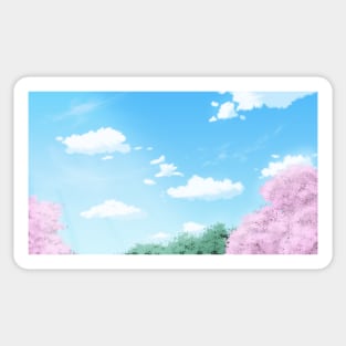 Clear Sunny Spring Landscape Painting - Relaxing Scenery Design Sticker